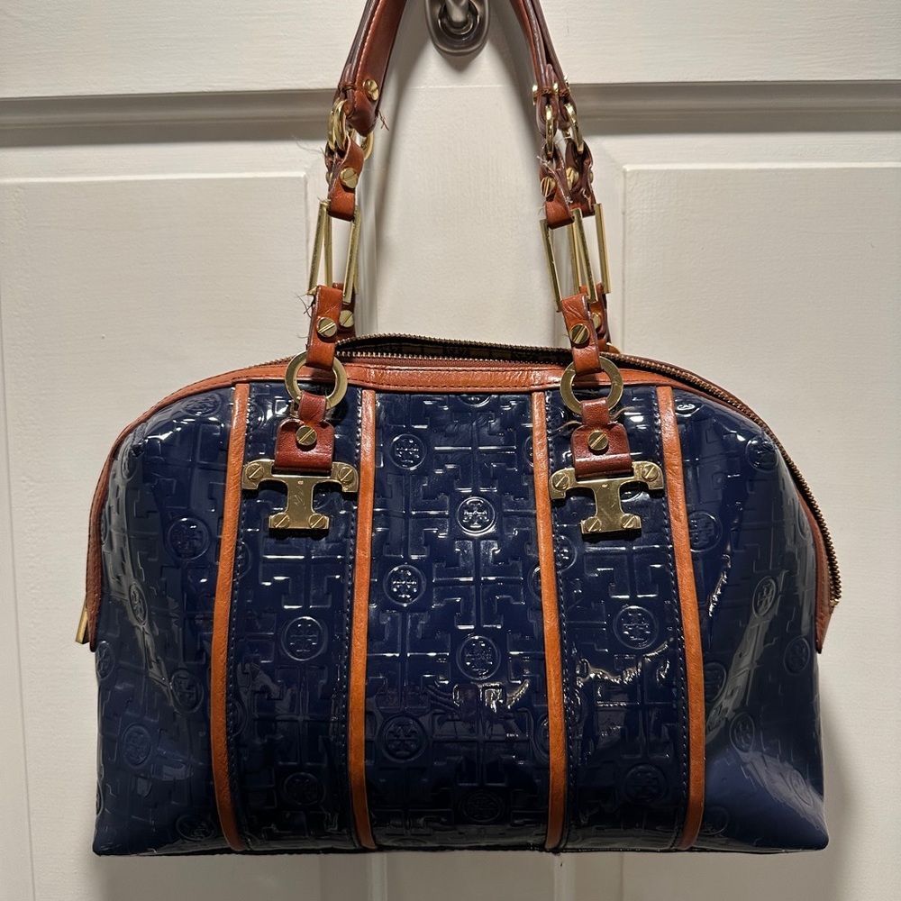 Embossed Tory Burch Patent Leather Bag
